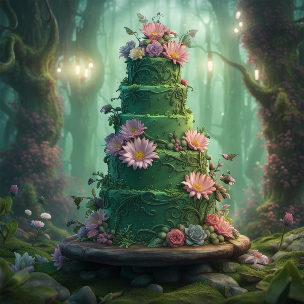 Mystic Cake Fairy in Enchanted Forest