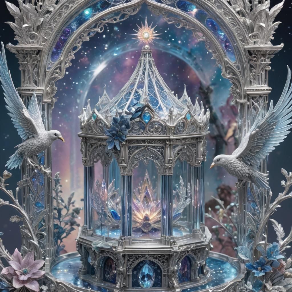 Shimmering Crystal Palace with Silver Filigree