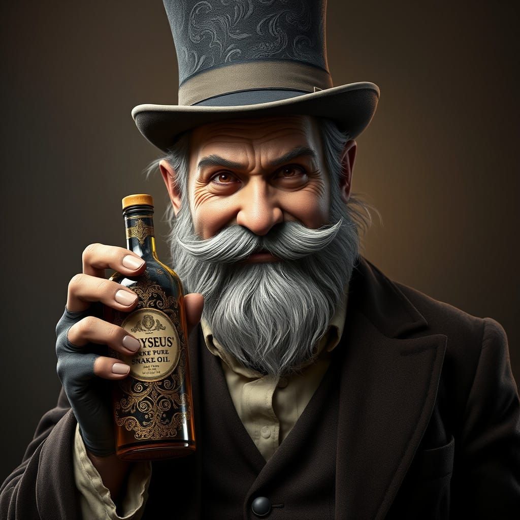 Gritty Hero Peddles Snake Oil in Luxurious Portrait