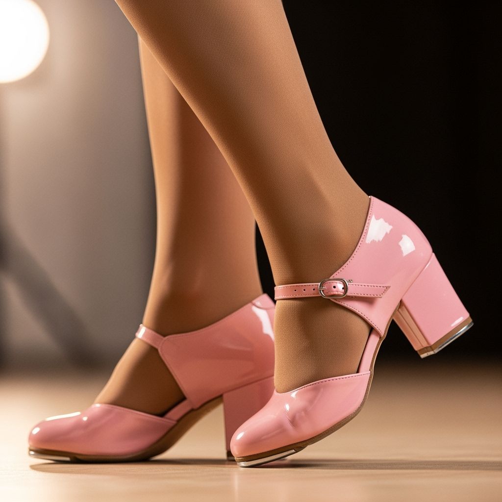 Pink Tap Shoes and Pantyhose Close-Up