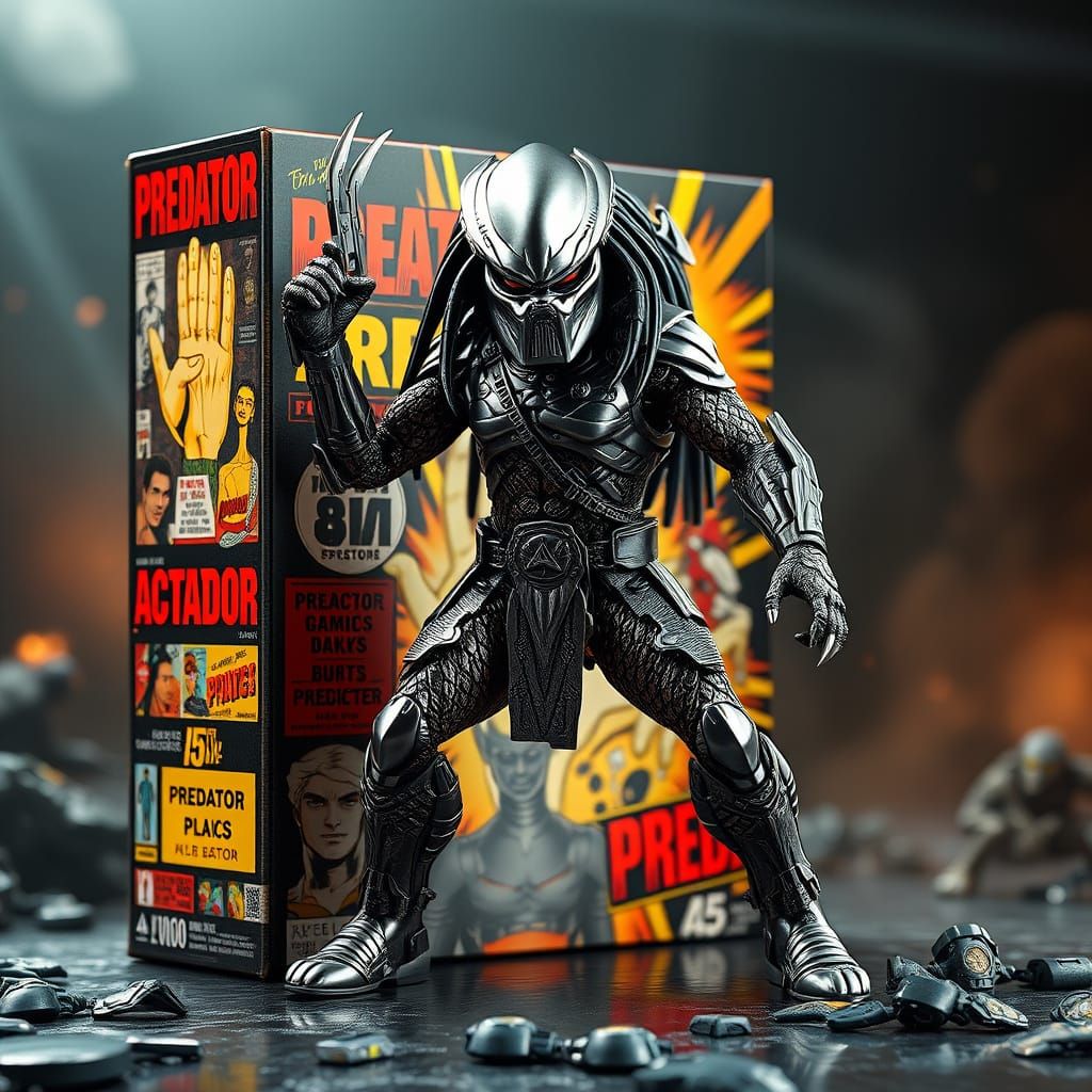 Predator Action Figure in Retro-Comic Box Art