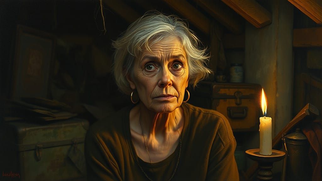 Elderly Woman Lost in Forgotten Memories