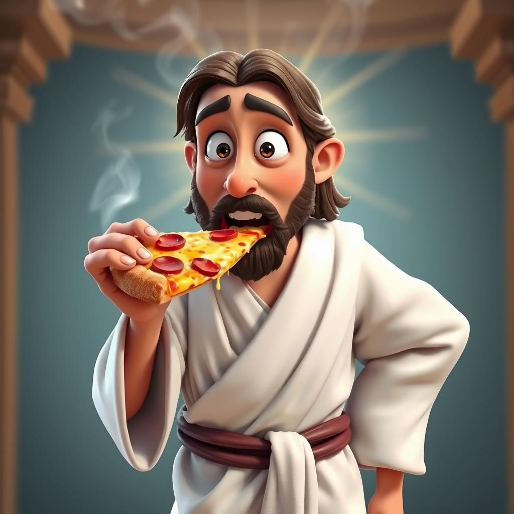 Jesus' First Pizza: A Delightful 3D Cartoon