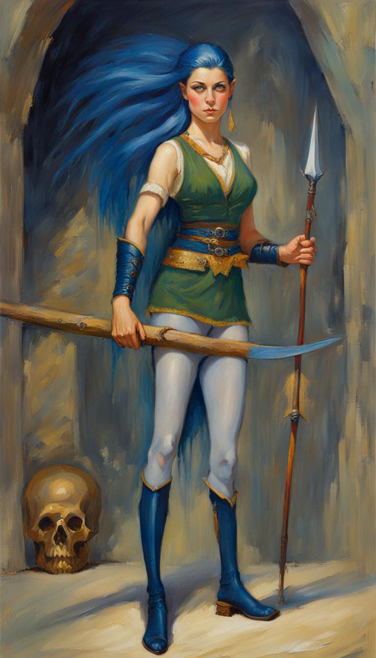 Elven Woman Portrait in Oil Painting Style