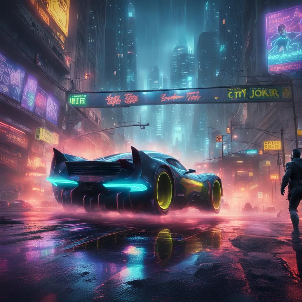 Batman and Robin Cyberpunk Chase in Gotham