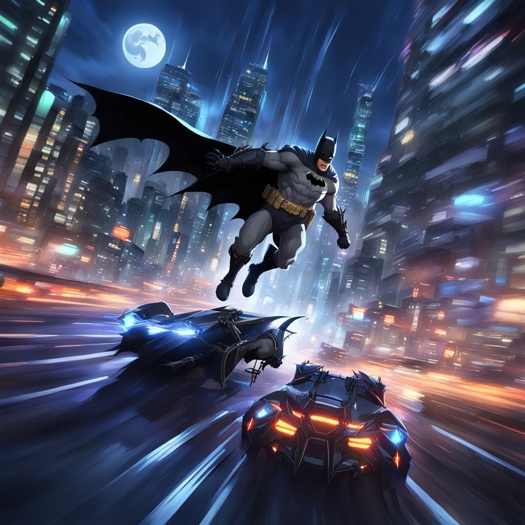 Batman and Robin Race Through Gotham in 3D Anime Style