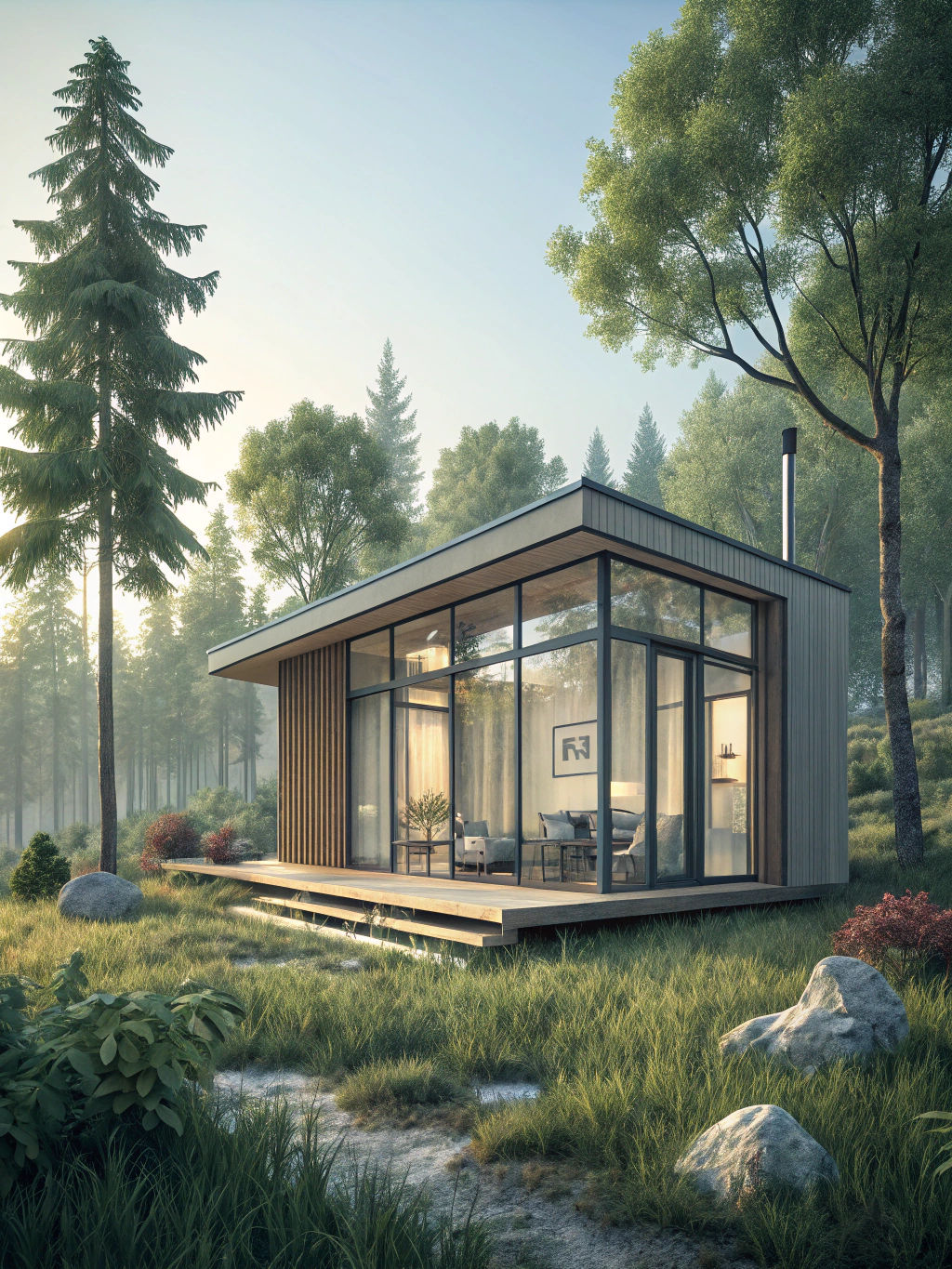 Futuristic Minimalist Country Cabin in Summer