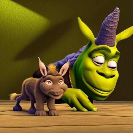 Shrek and Donkey: 3D Digital Art