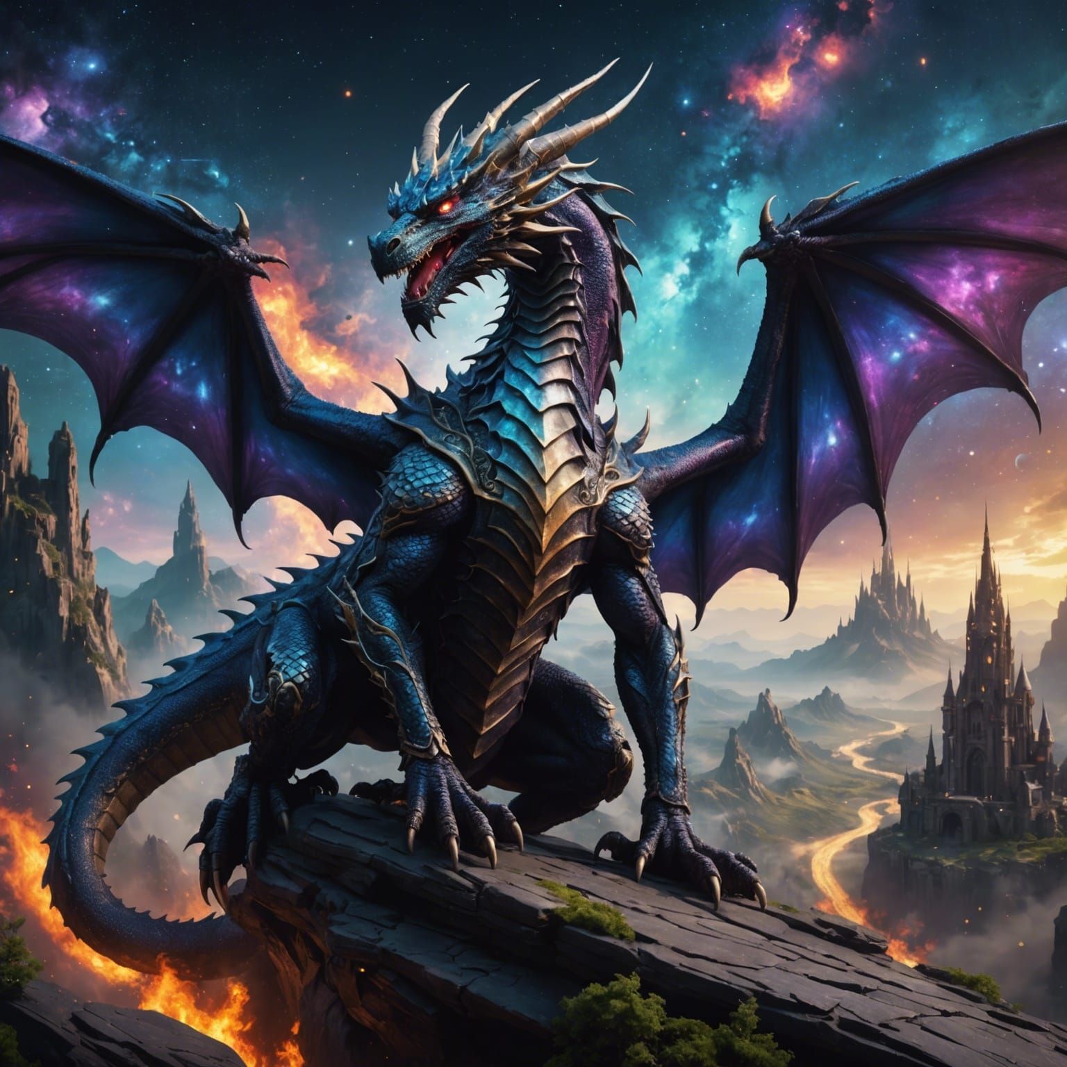 Fantastical Galaxy Dragon Concept Art
