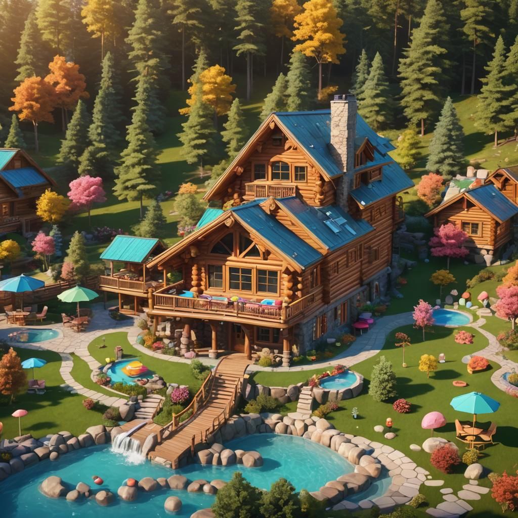 Luxury Log Home with Pool in Arts and Crafts Style