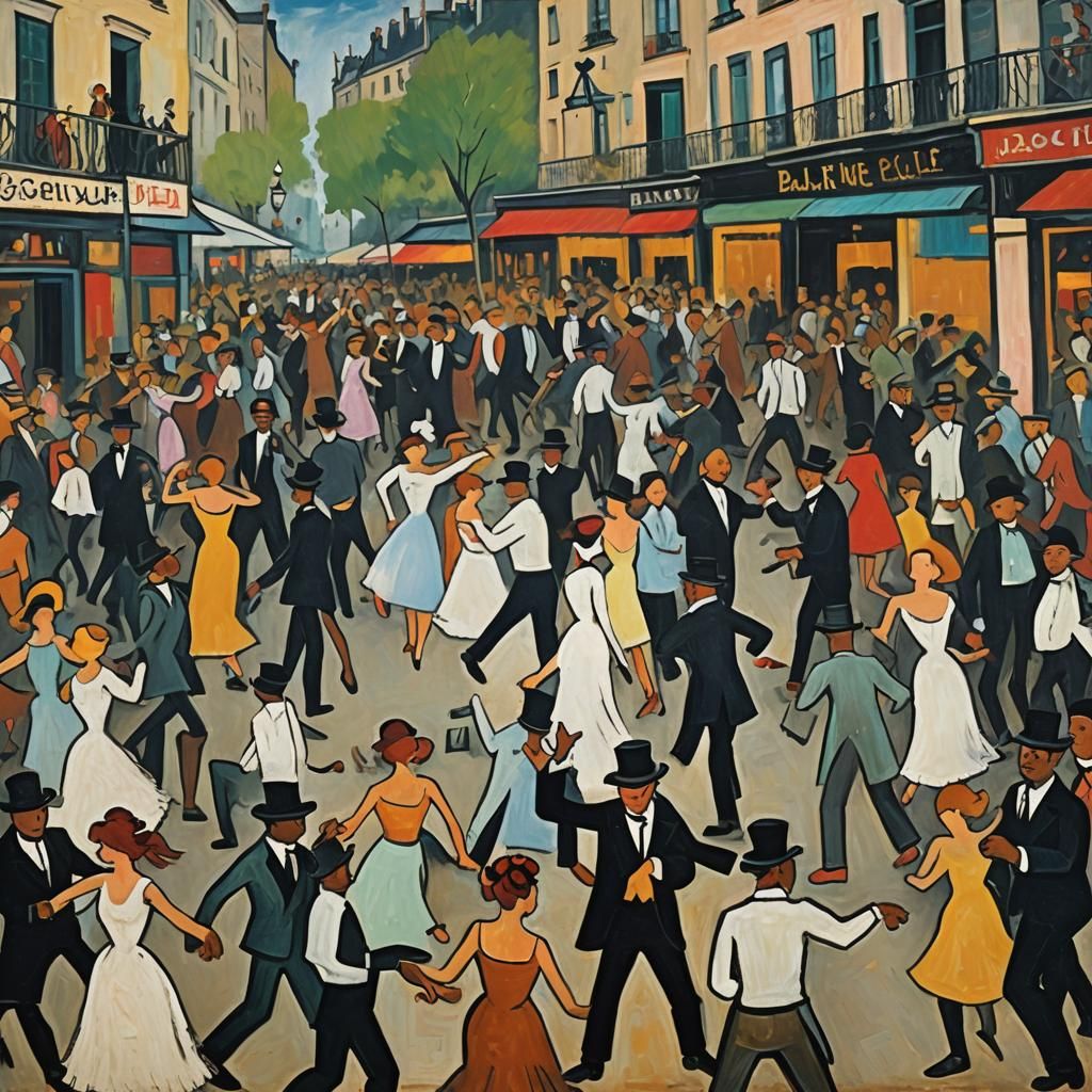 Bal du Moulin de la Galette: Neo-Expressionist Oil Painting