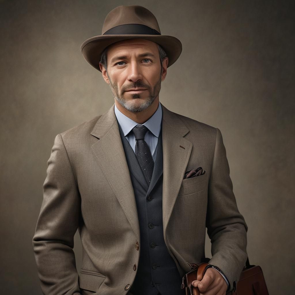 Charismatic Man in Suit: Hyper-Realistic Portrait