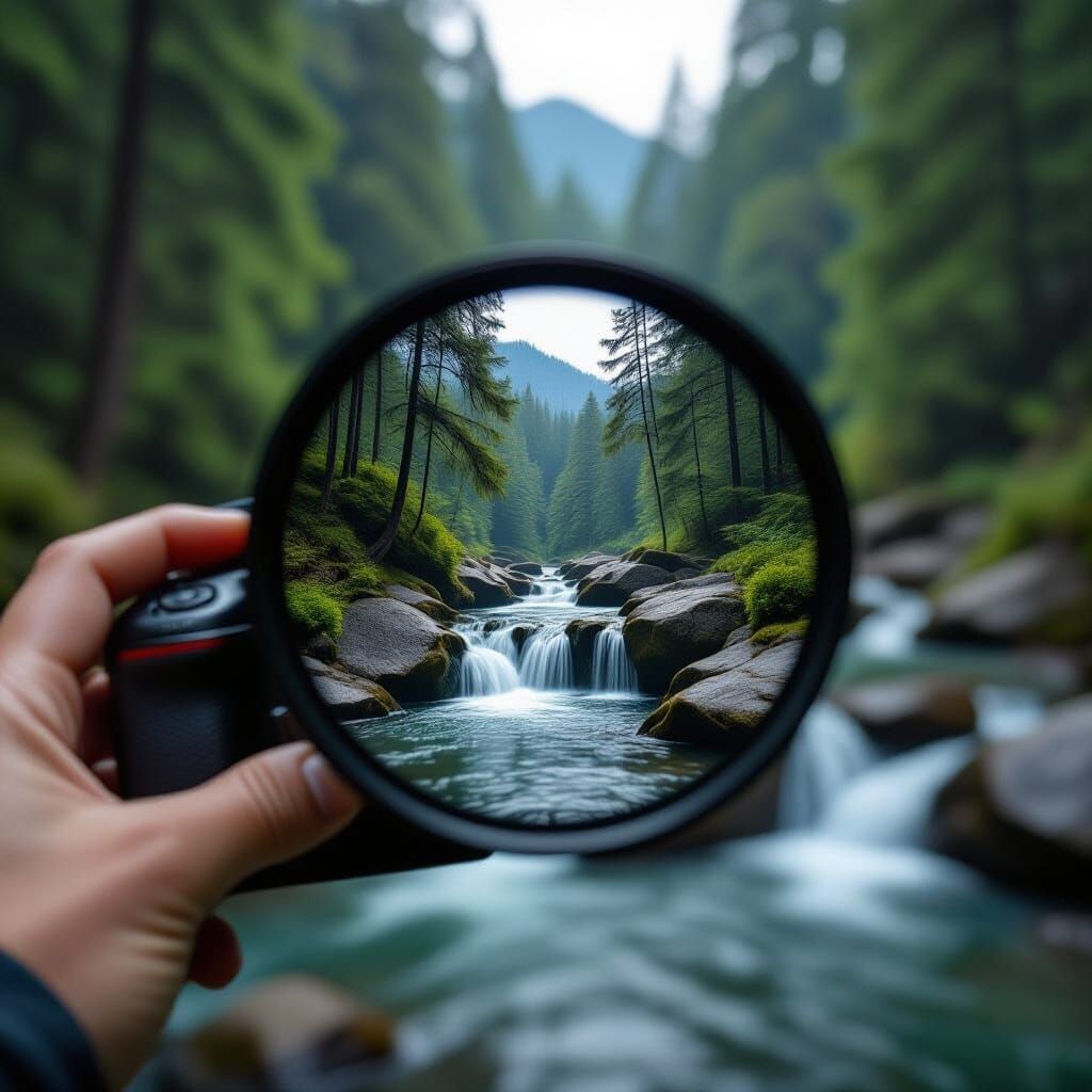 Forest Stream Through SLR Lens with Bokeh