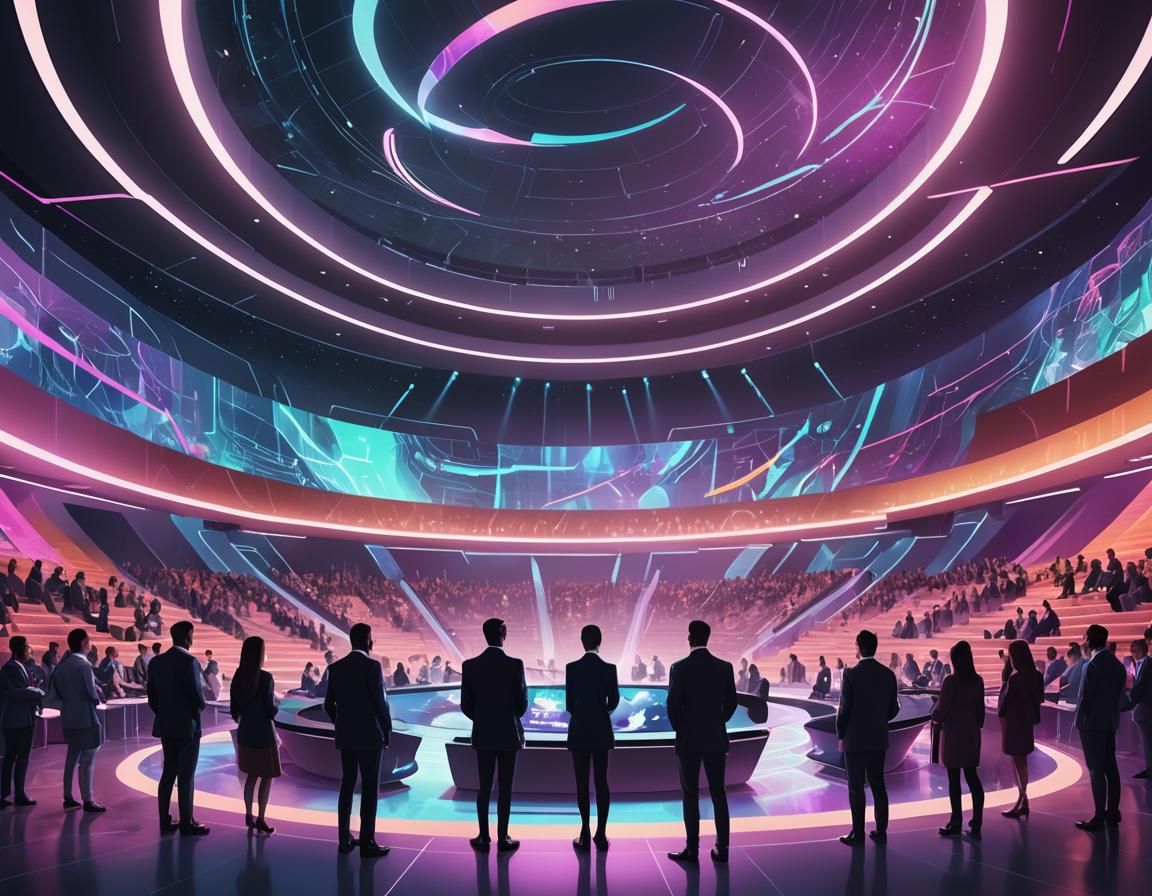 Futuristic Conference with AR Presentations in Neon Colors