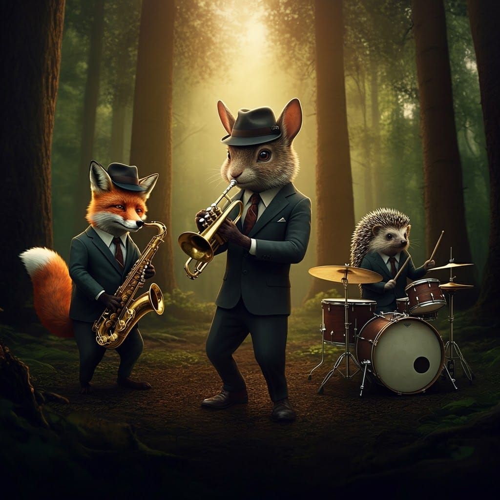 Jazz threesome in forest
