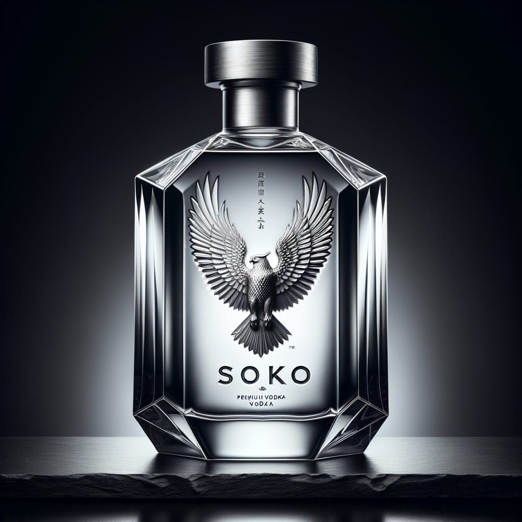 SOKO Vodka Bottle: Hexagonal Prism Studio Shot