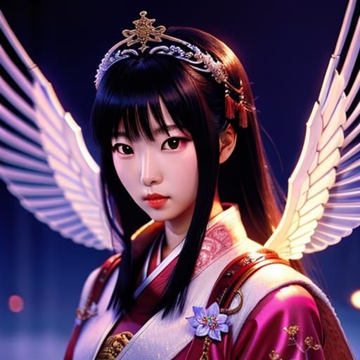 Glass-Winged Woman Portrait in Cinematic Style