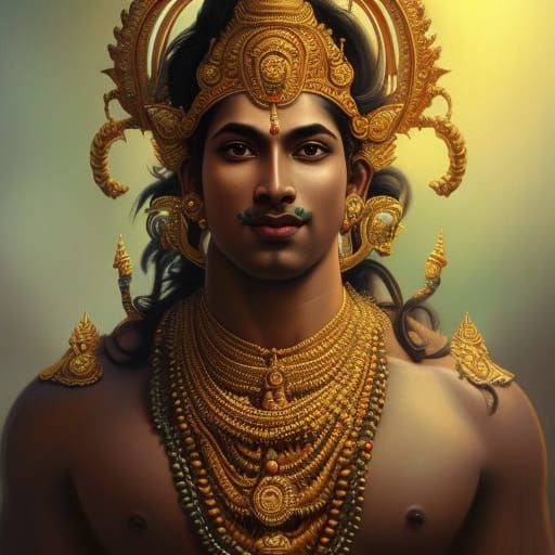 Lord Vishnu Portrait in Hyperdetailed Style