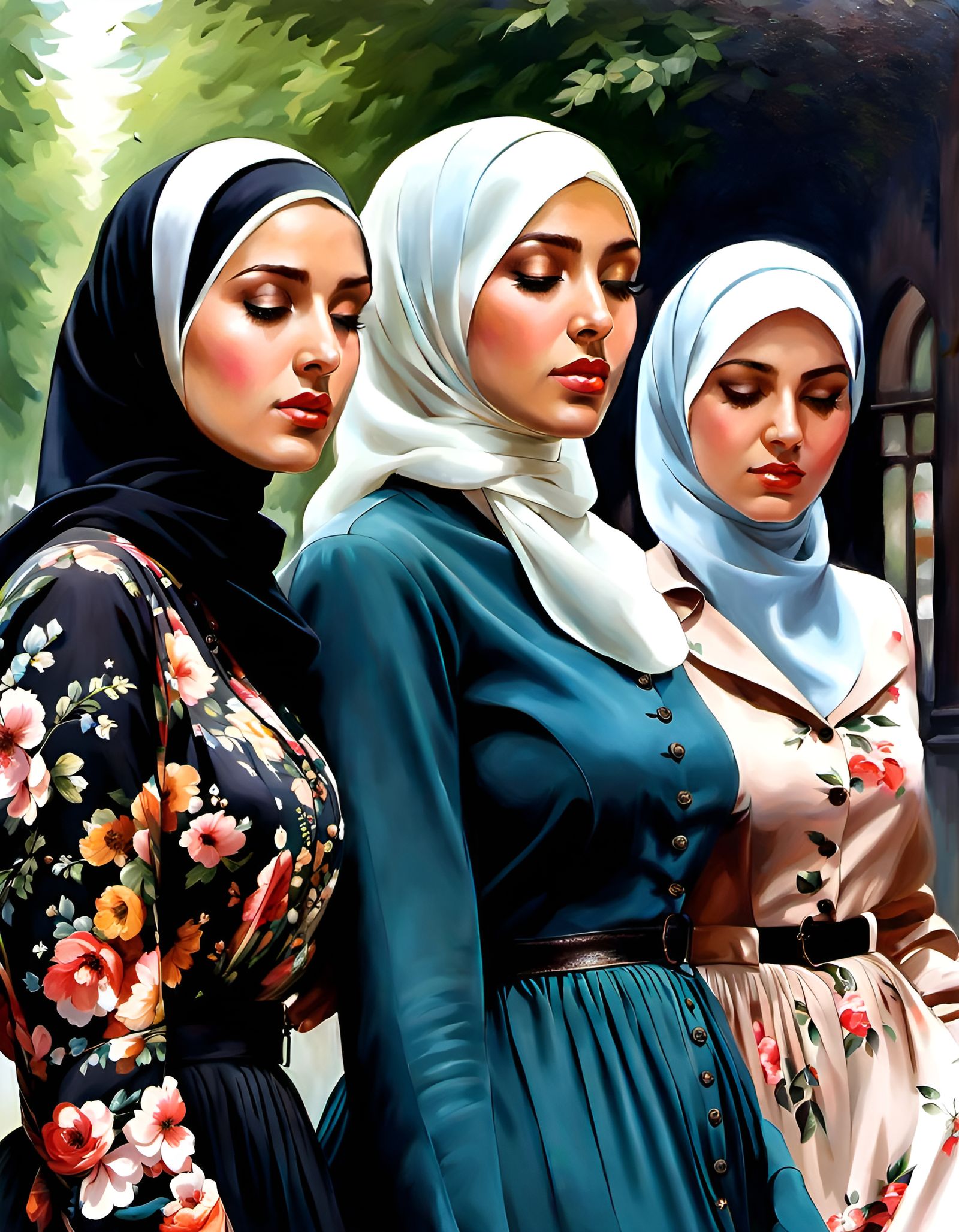 German Hijabi Girls in Frankfurt, Classical Portraiture