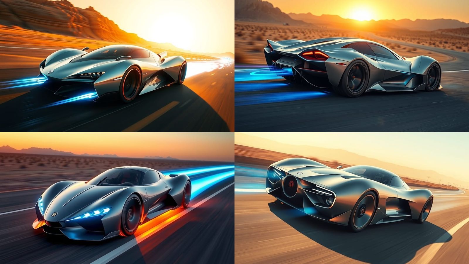 Futuristic Supercar Speeds Down Deserted Highway