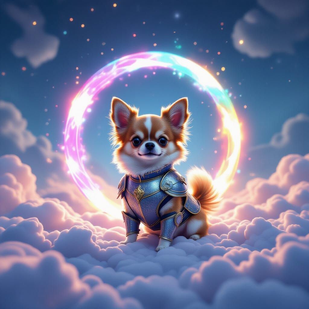 Chihuahua Knight Guards Cosmic Portal
