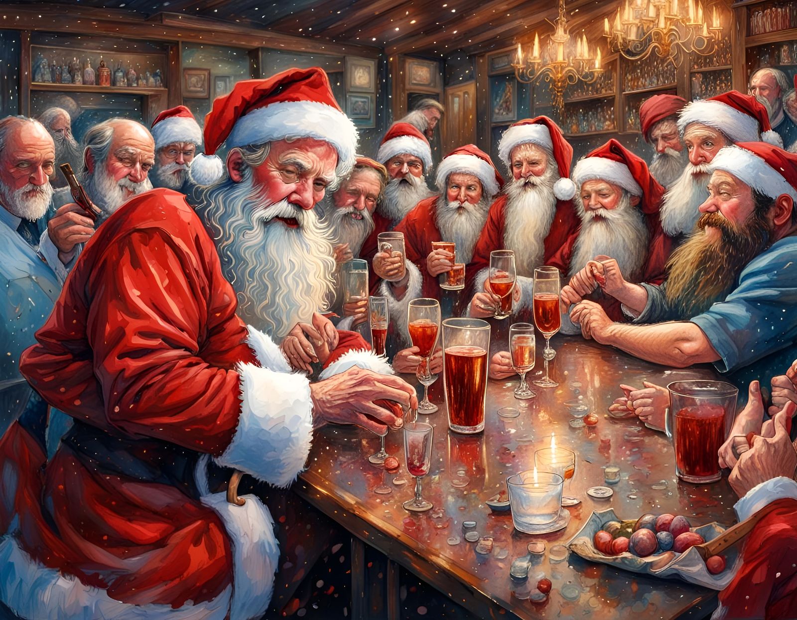 Santa Party: Splash Art with Contrasting Colors