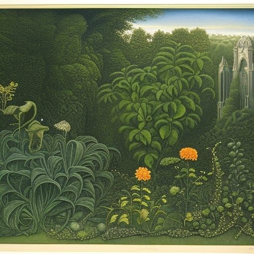 Edgar Allan Poe in Oil Painting Abbey Garden