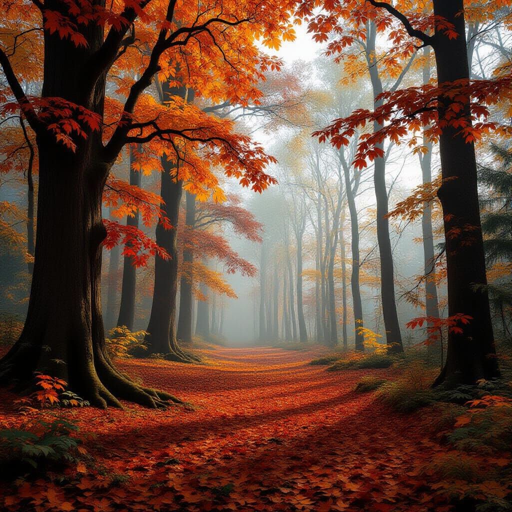 Vibrant Autumn Forest with Cinematic Lighting