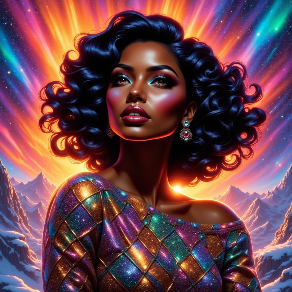 <lora:Pin-up flux:1.0> <lora:Iridescent Beauty:1.0>