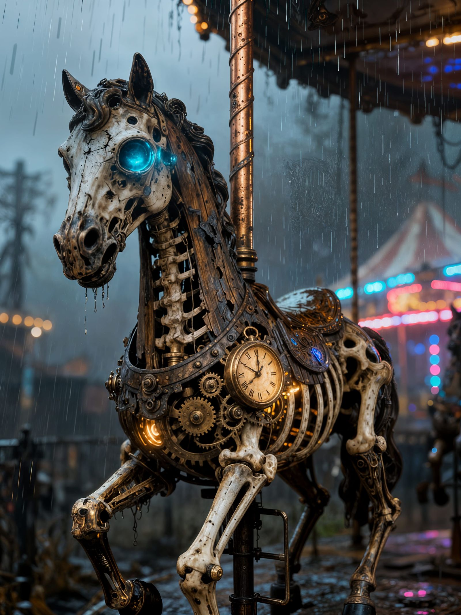 Skeletal Steampunk Carousel Horse