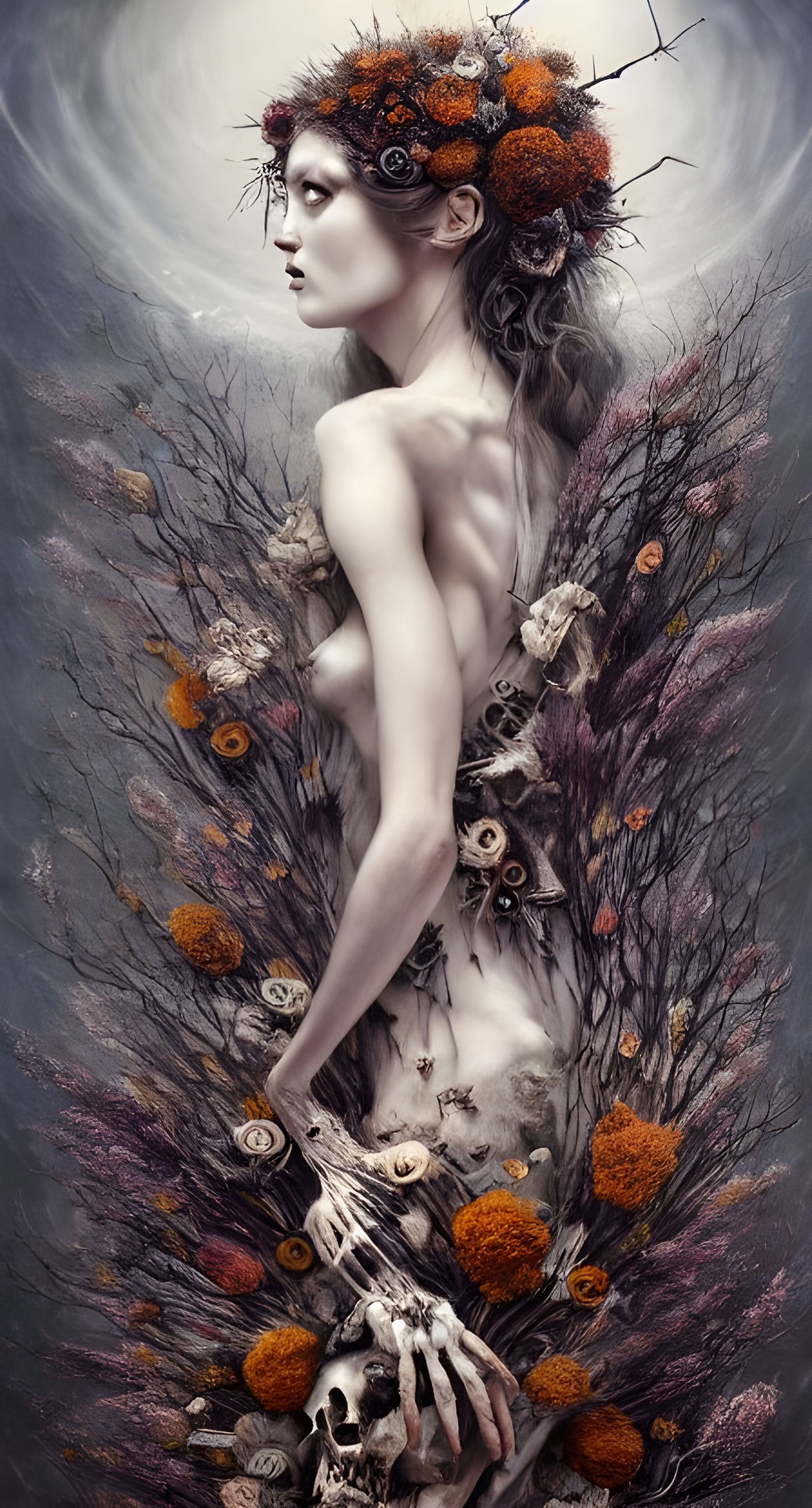 Goddess of Death in Dried Flowers