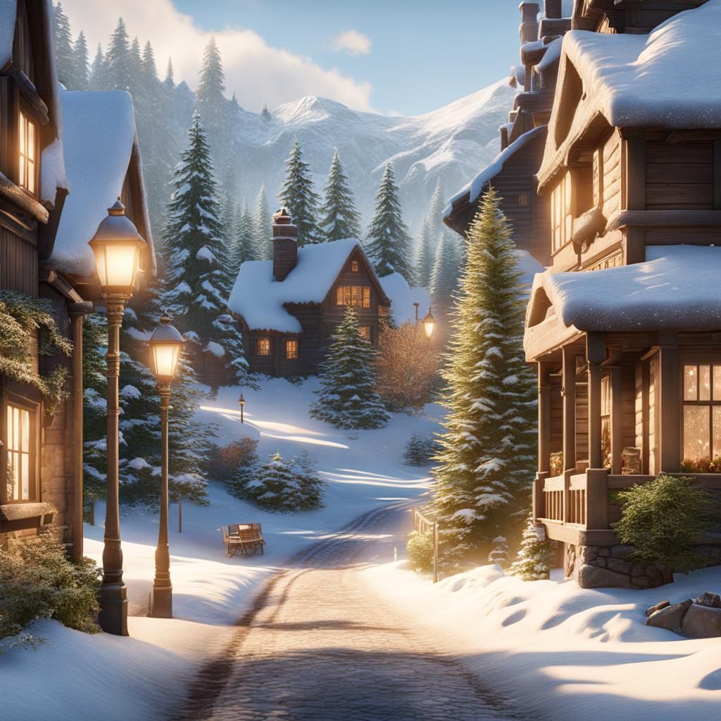 Nostalgic Hyperrealistic Winter Landscape in Unreal Engine