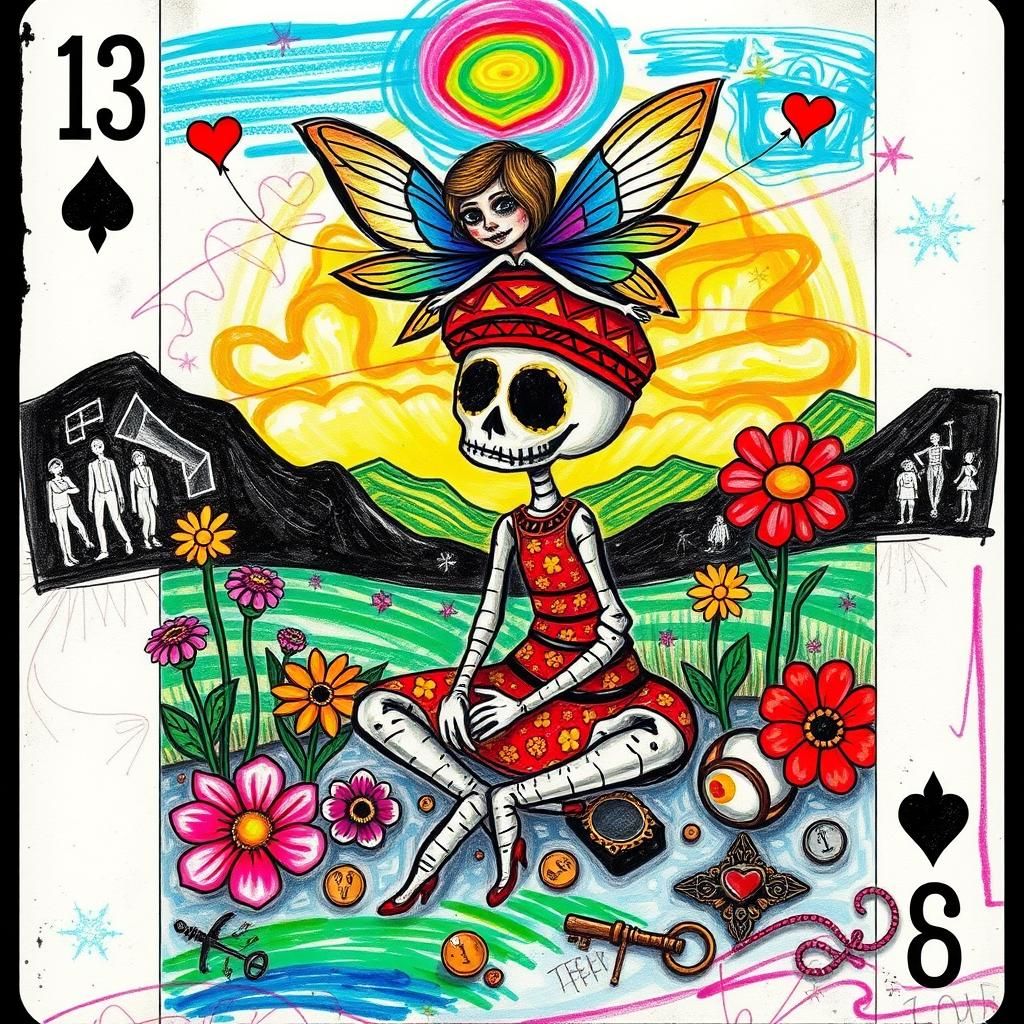 13 of spades  day of the dead playing cards  ,names  on card...
