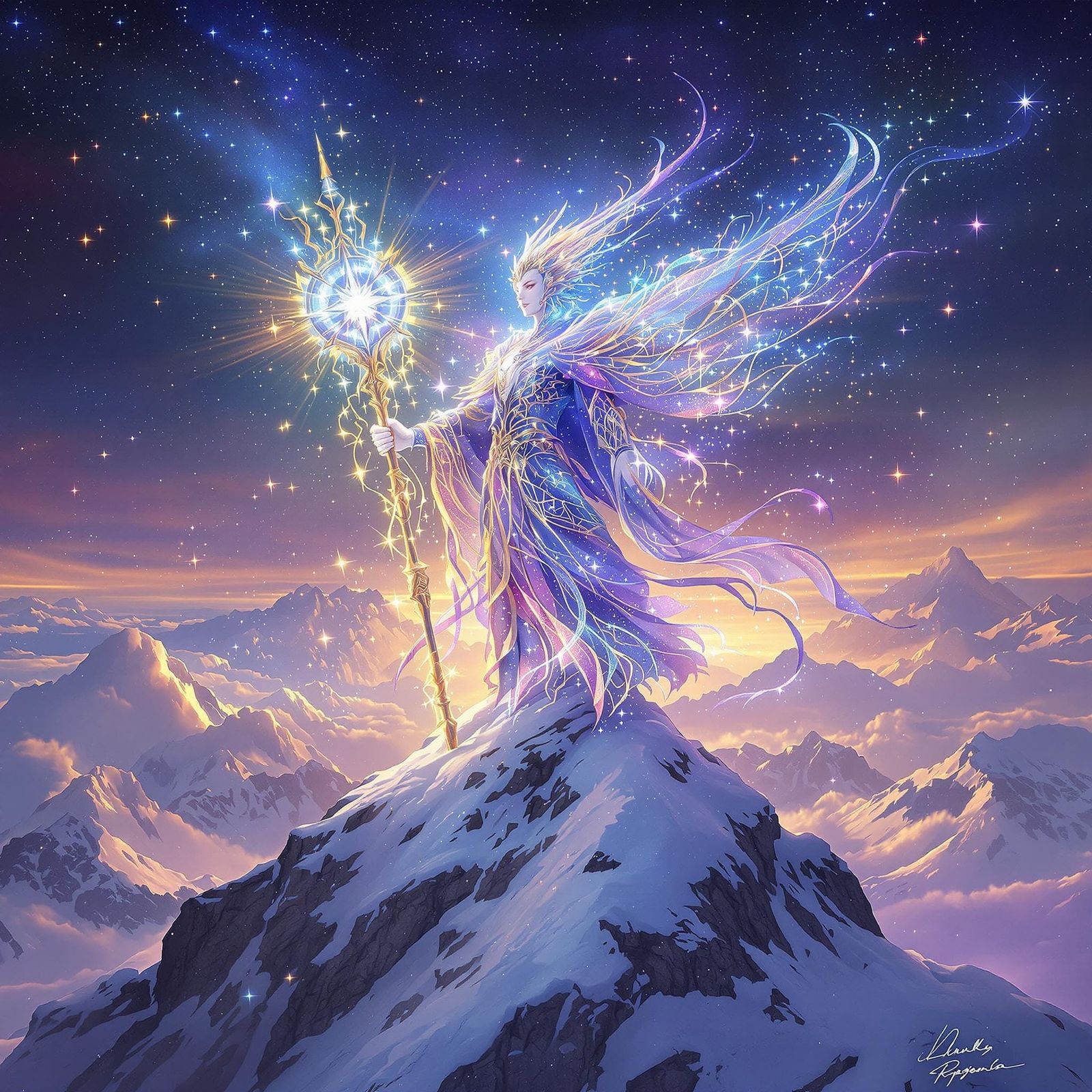 Cosmic Guardian Stands Vigilant in Starry Cosmos