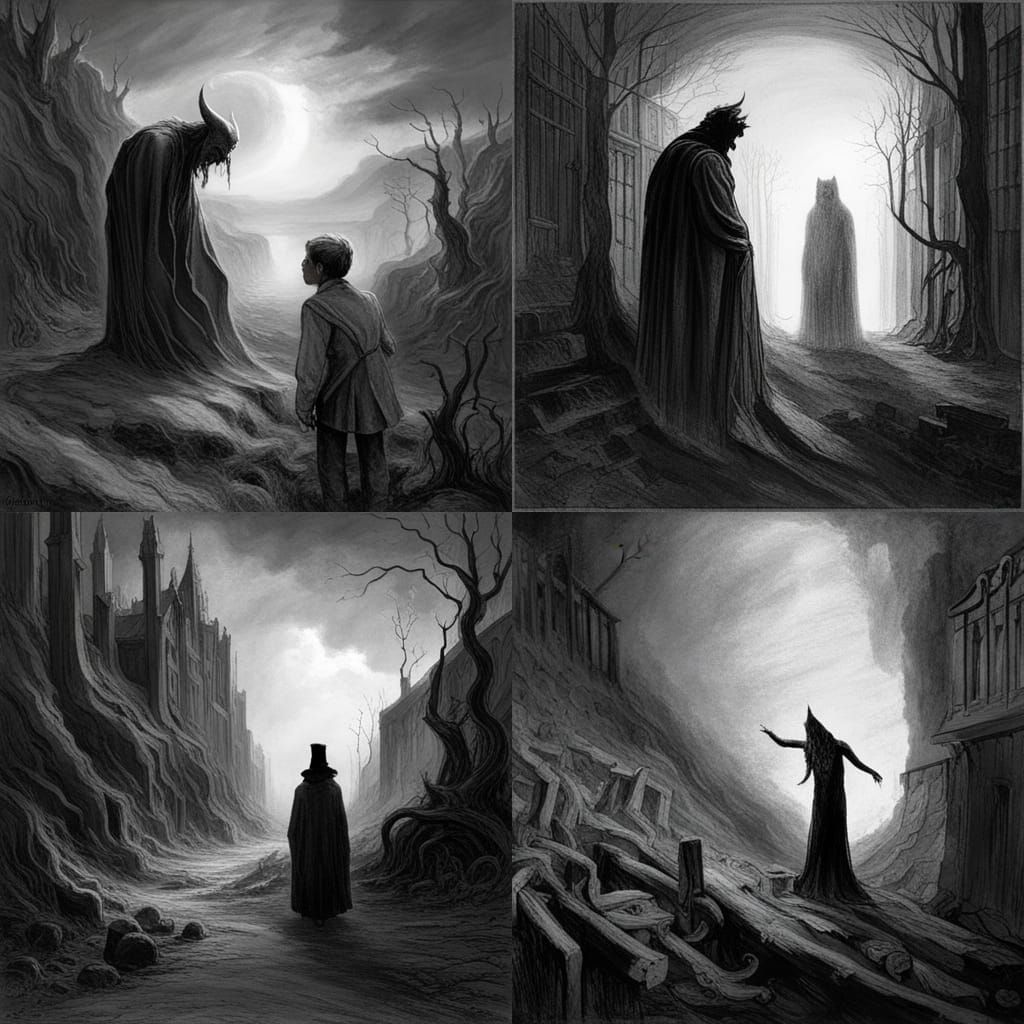 Eerie Demon Shadow Figure in Horror Style