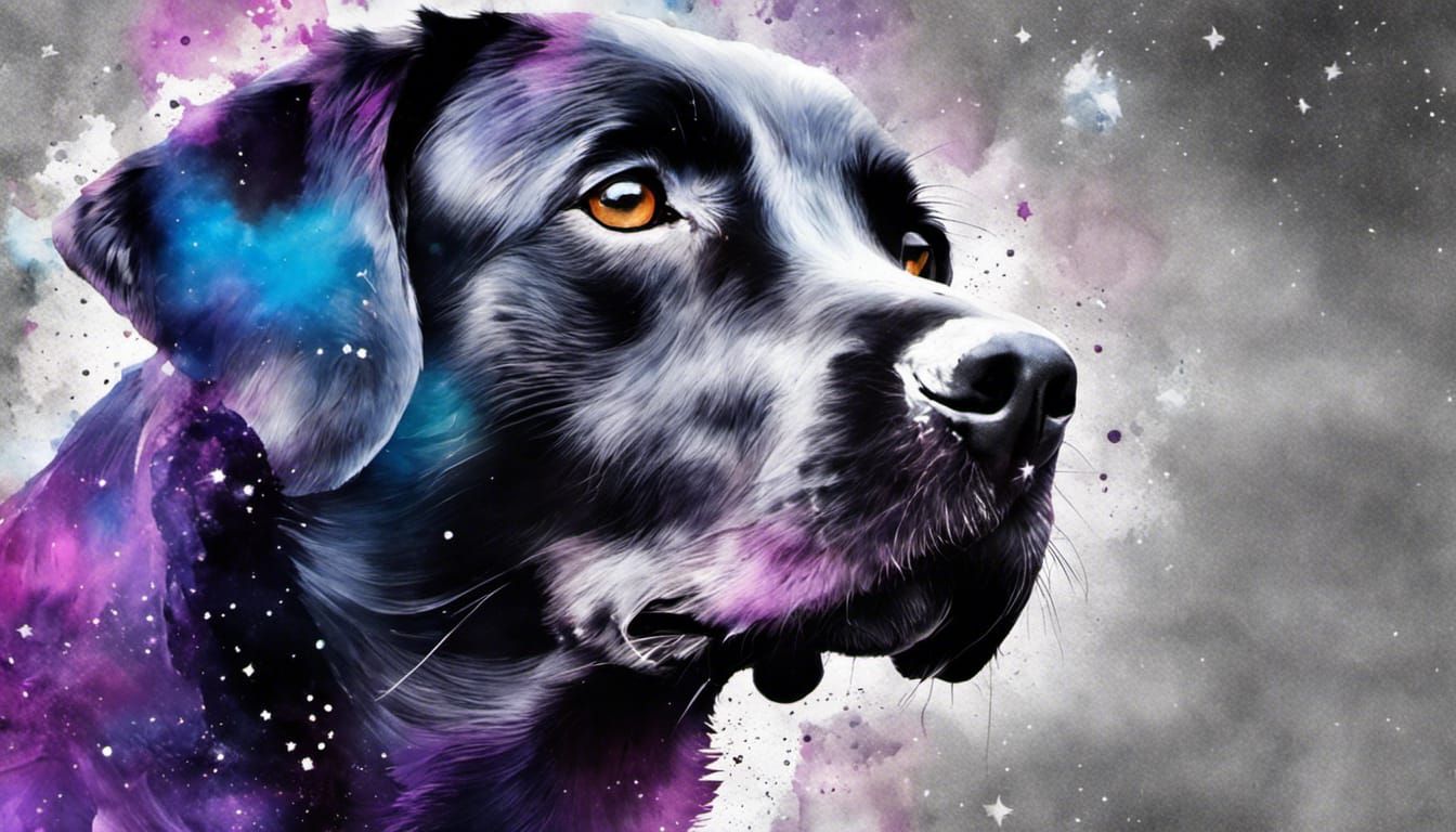 Double Exposure Watercolor Labrador in Street Art Style