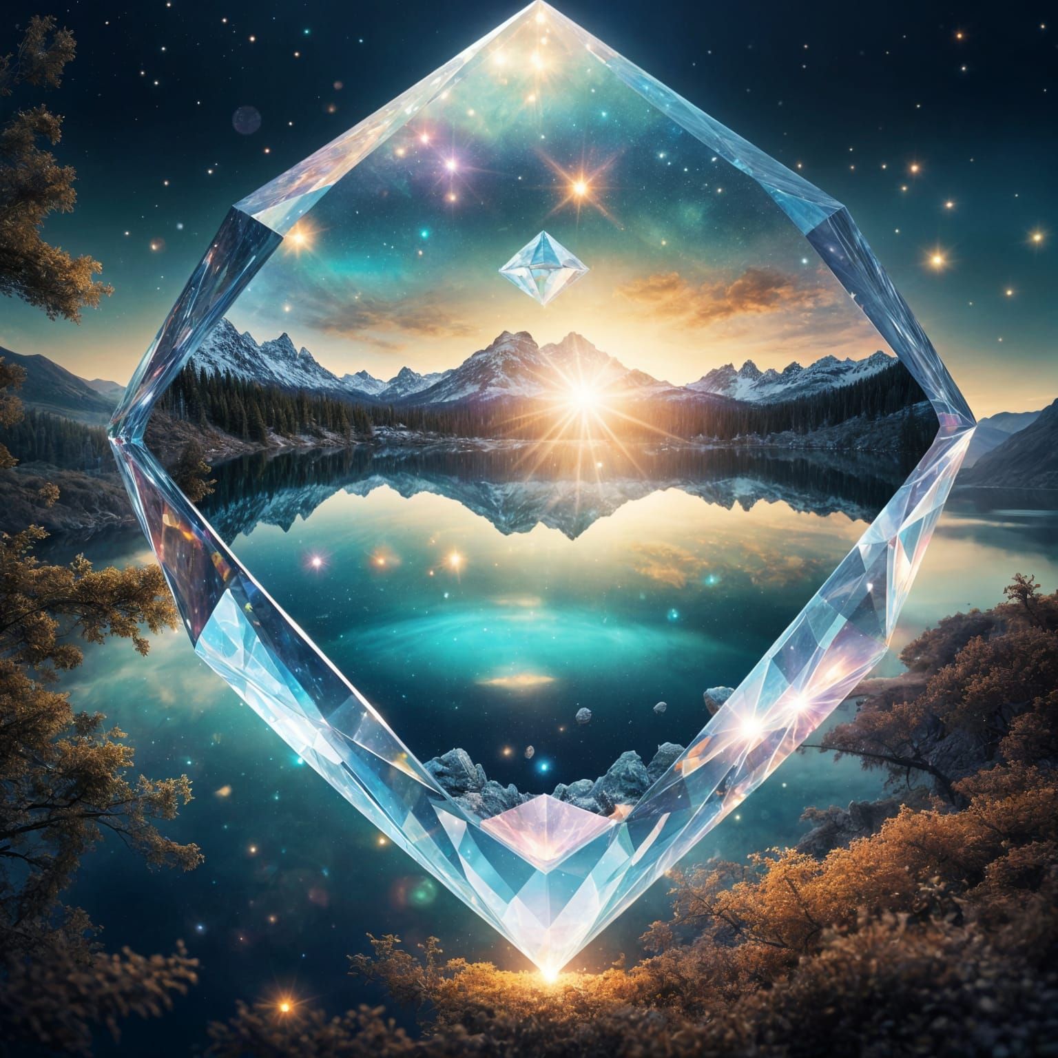 Vibrant Holographic Landscape with Elaborate Bokeh