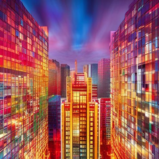 Surreal Cityscape with Living Windows