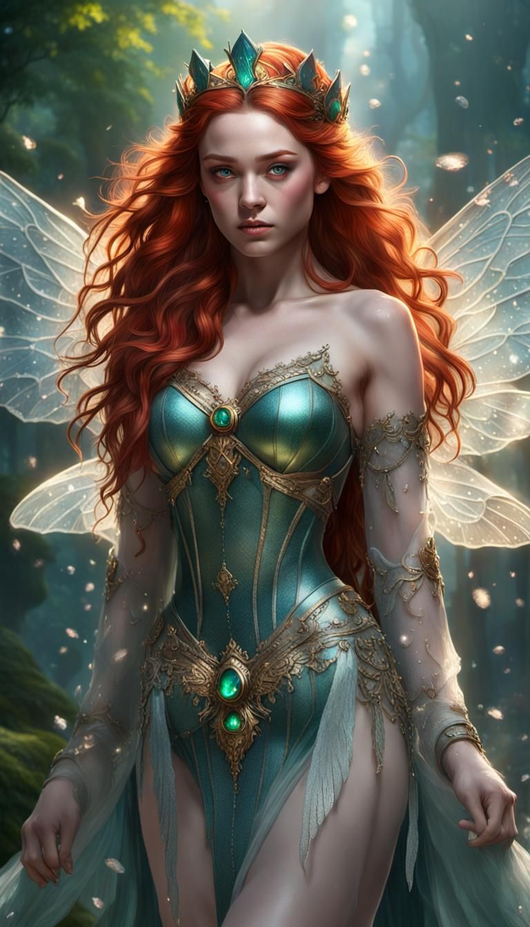 Fae with Magical Crown and Bikini in Ethereal Style