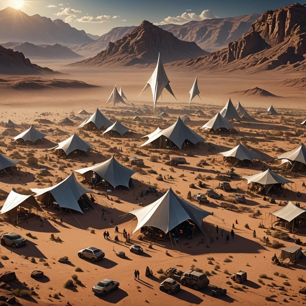 Epic Desert Solar Sail Encampment