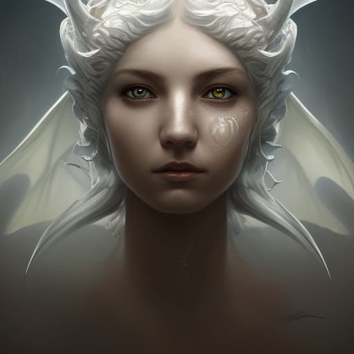 Hyperdetailed White Dragon Fish Portrait