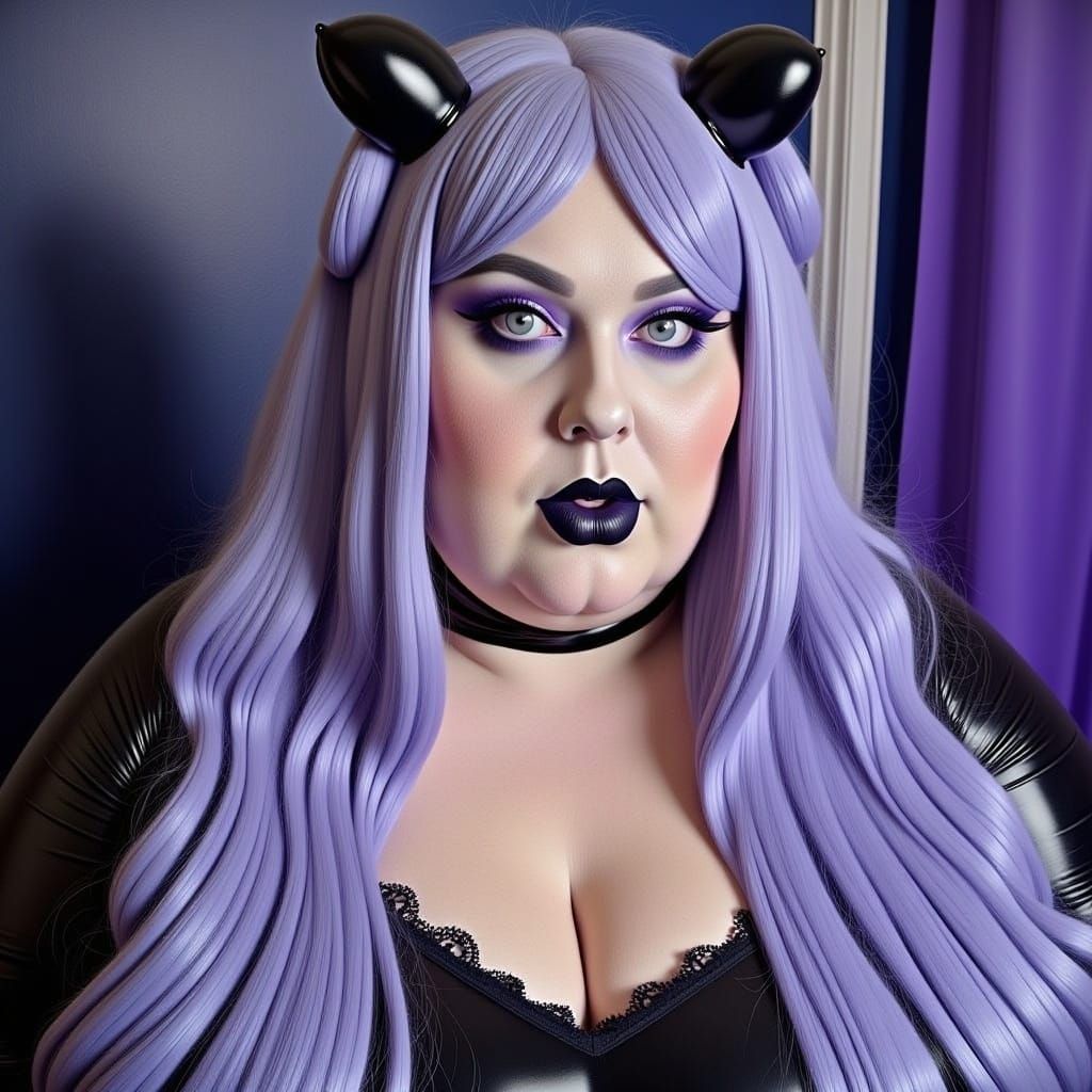 Hyperrealistic Portrait of Gothic Woman with Rainbow Hair