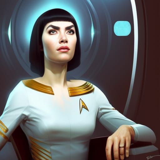 Cleopatra Commands the Enterprise in Star Trek Style