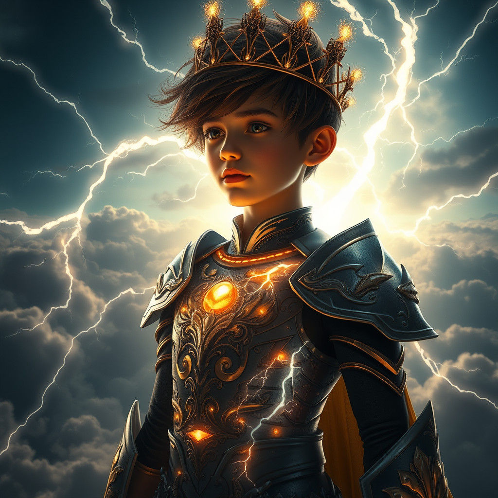 Ethereal Boy: Regal Presence in Dramatic Cinematic Style