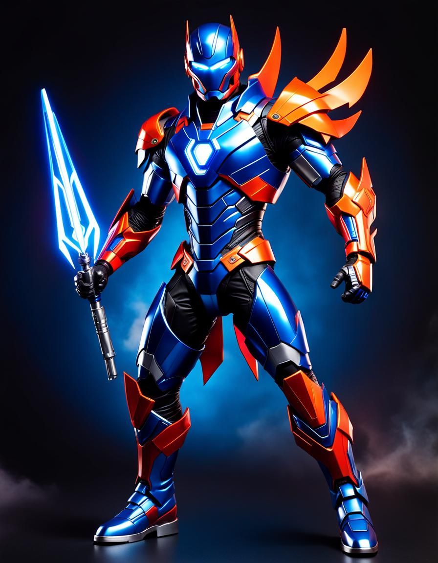 Futuristic Hero Action Figure with Energy Staff