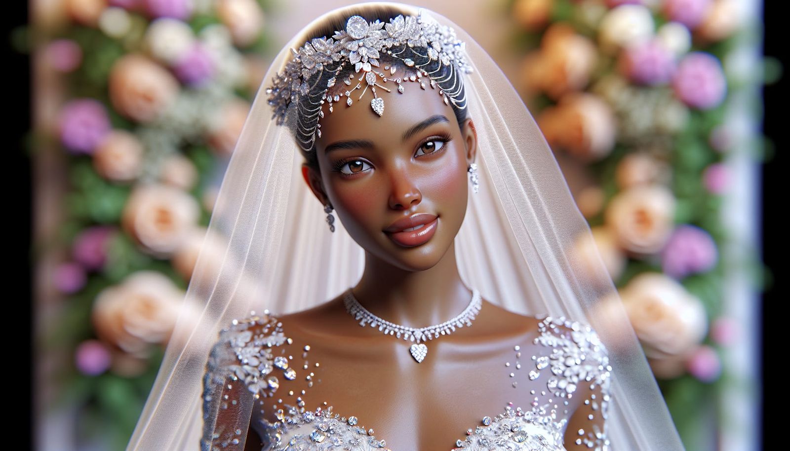 Hawaiian African-American Bride in 3D