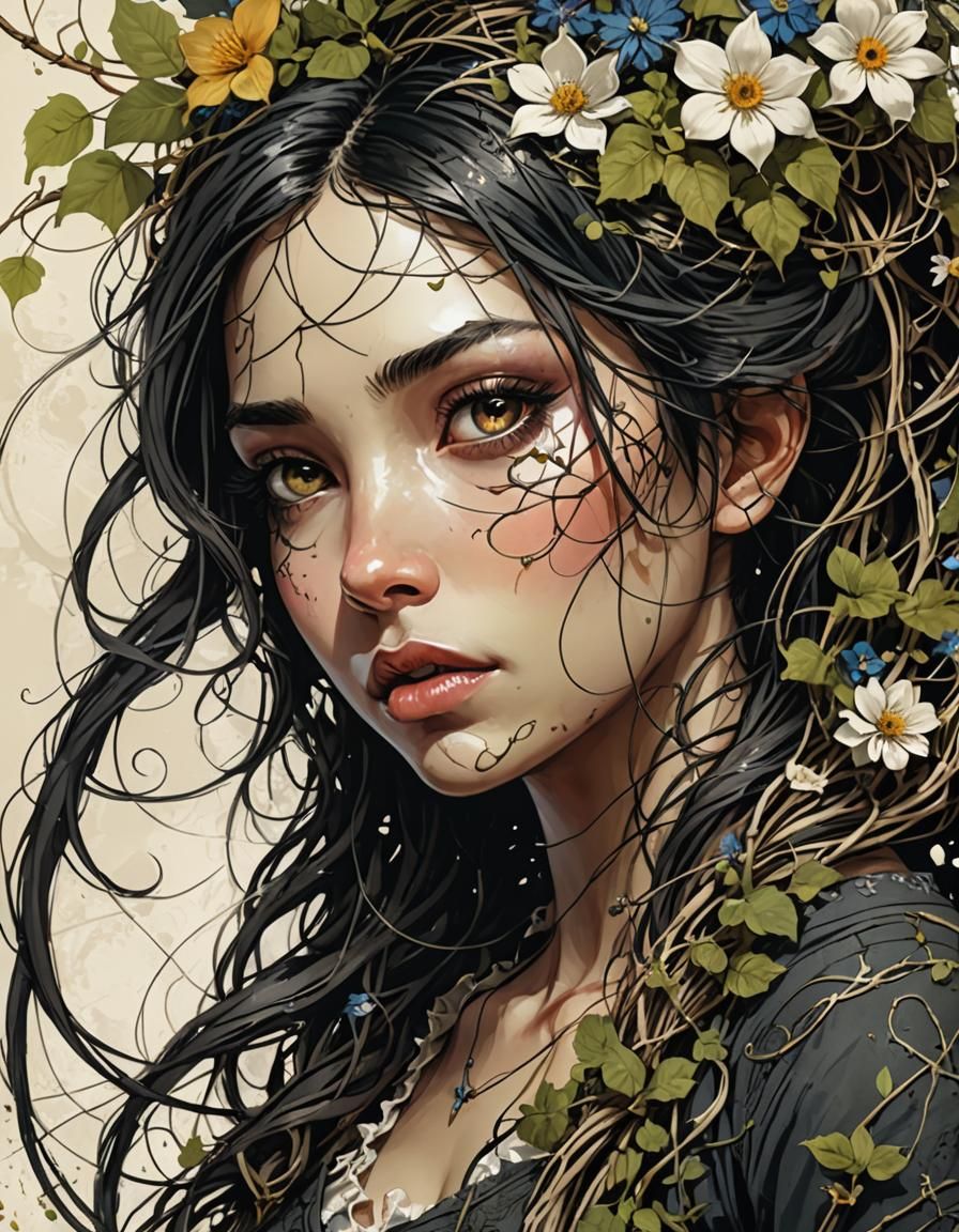 Whimsical Creature Tangled in Shoelaces: Fantasy Illustratio...