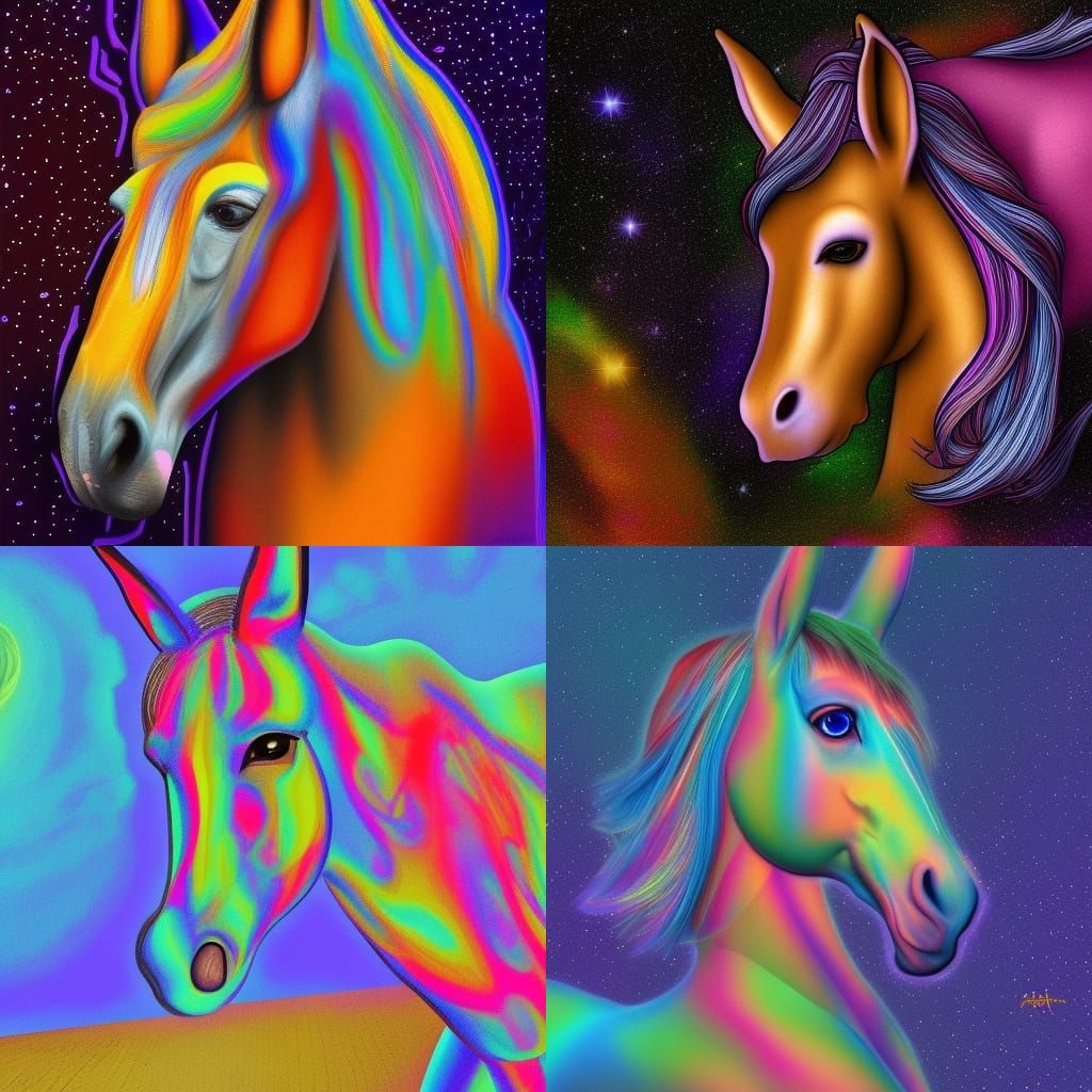 Holographic Horse Donkey Hybrid by Pablo Amaringo