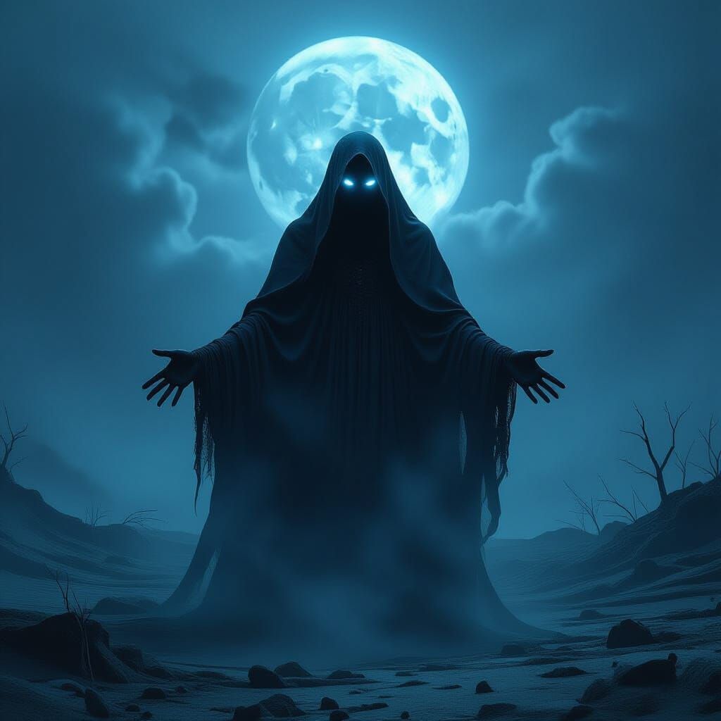 Morte Lenta's Eerie Blue Glow in Moonlit Desolation