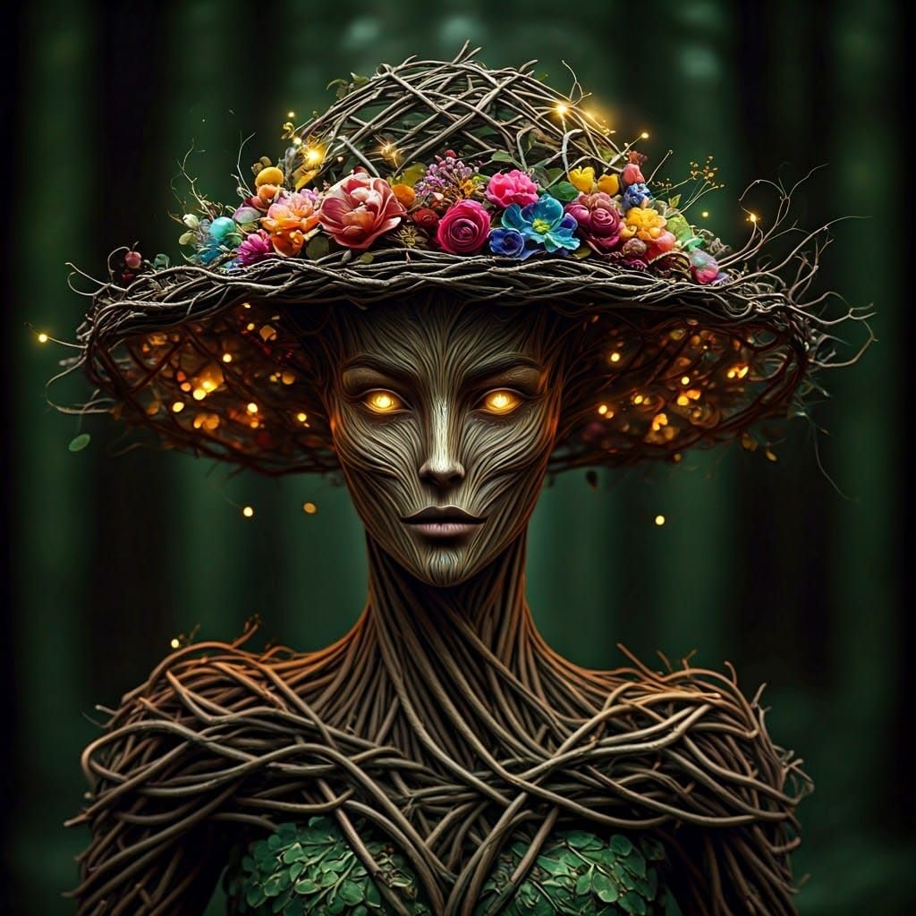 Enchanted Forest Spirit with Floral Crown
